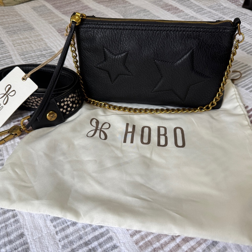 Hobo Black Leather Star Crossbody Bag NWT